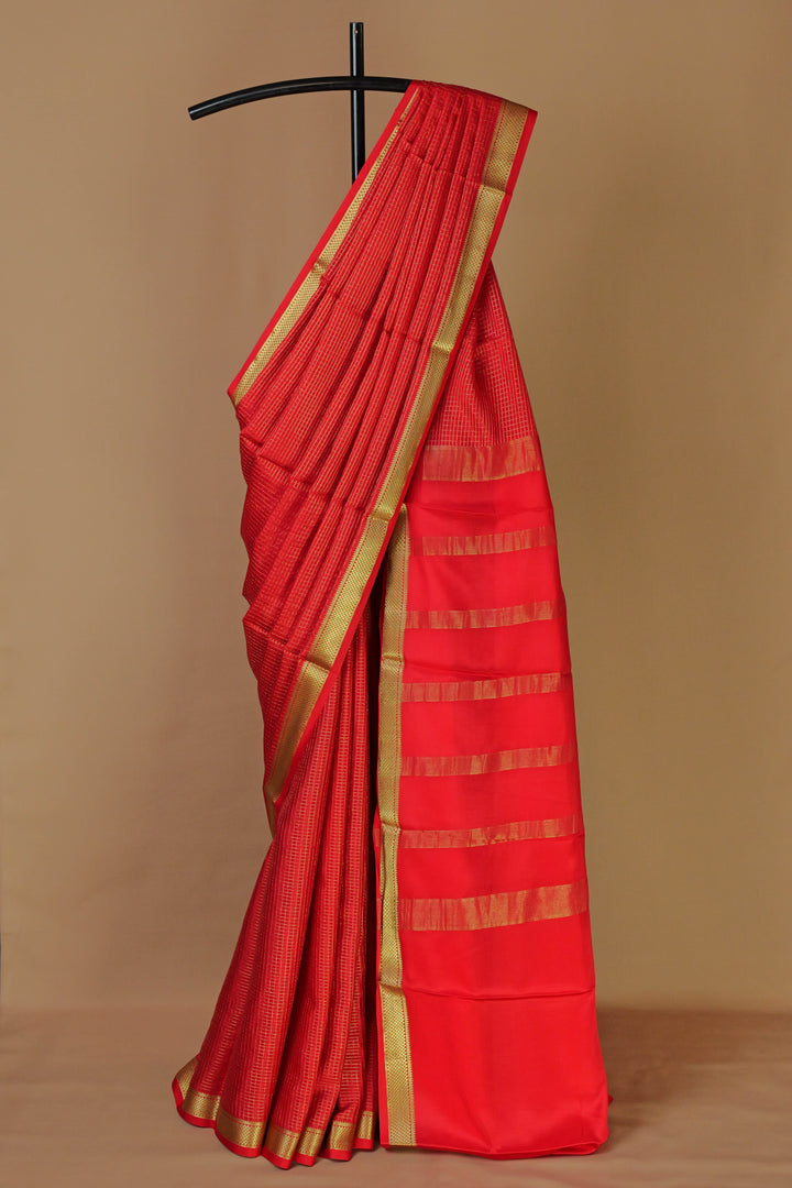 ORANGE PURE MYSORE CREPE SILK SAREES