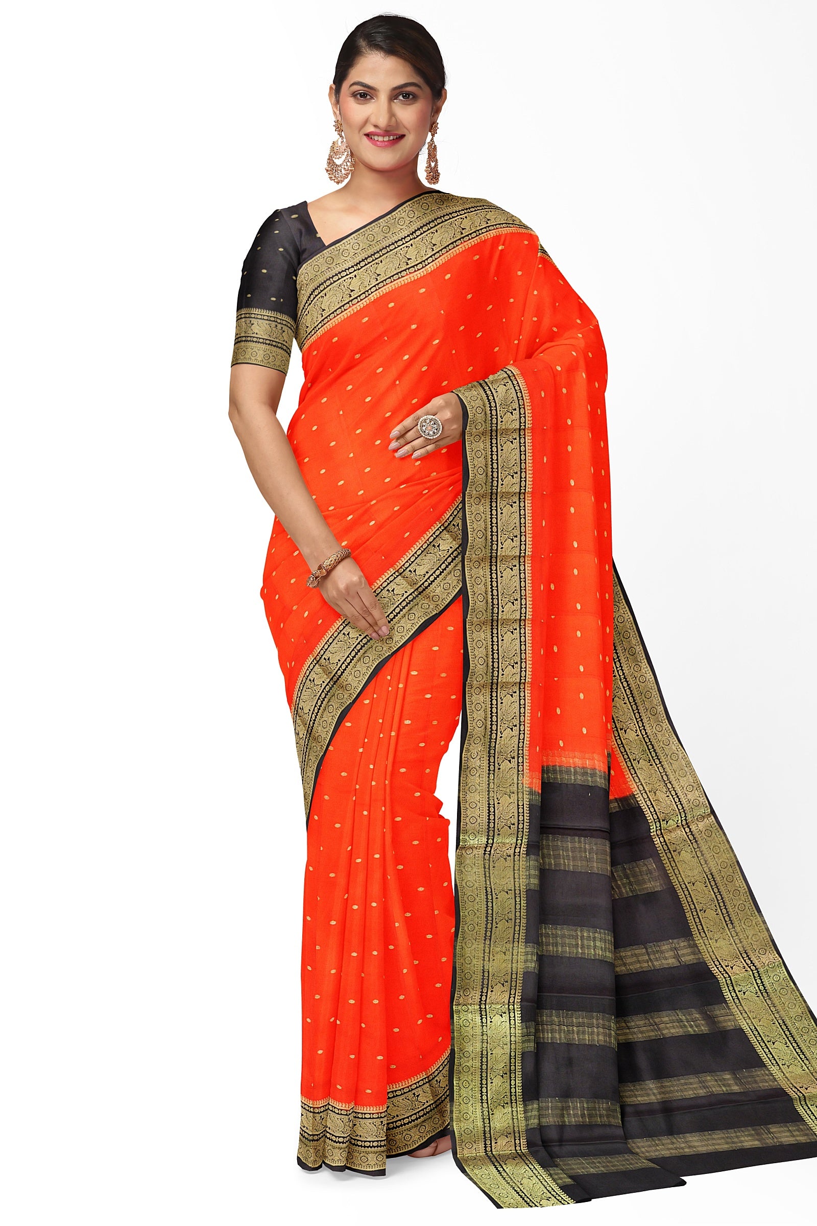 Pure mysore crepe silk butta work saree – www.vannamayil.com