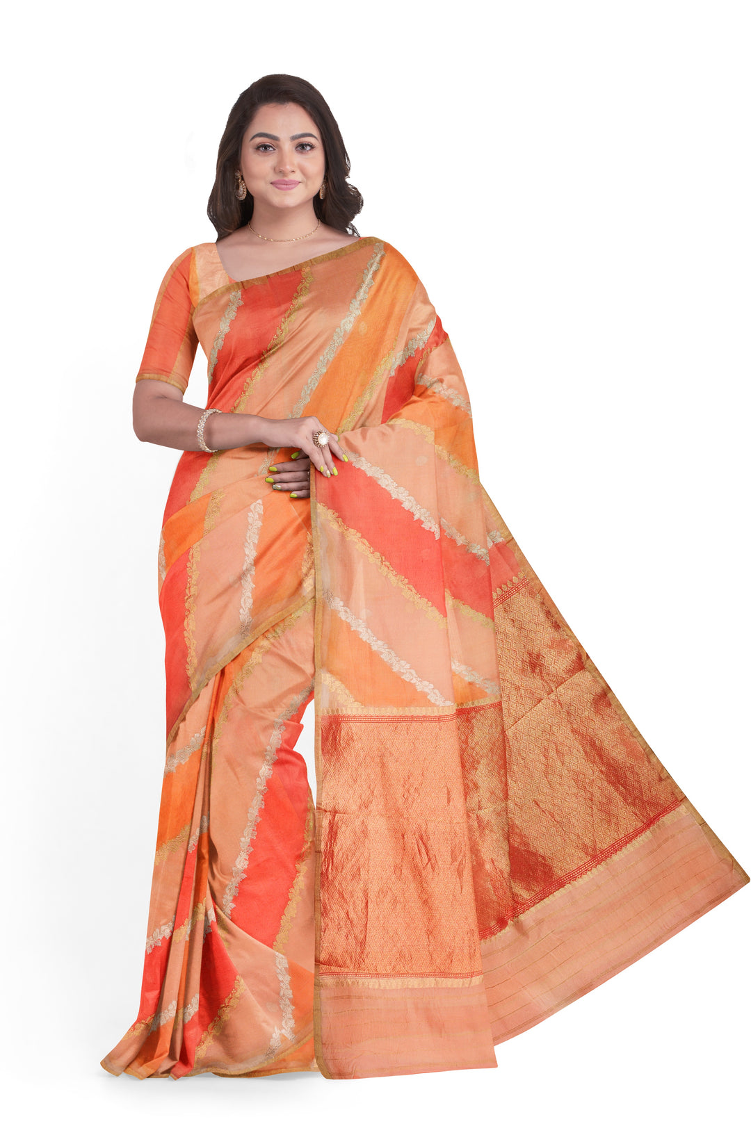 ORANGE COLOUR ORGANZA BANARASI WITH RANGKAT WEAVING HANDLOOM SAREE