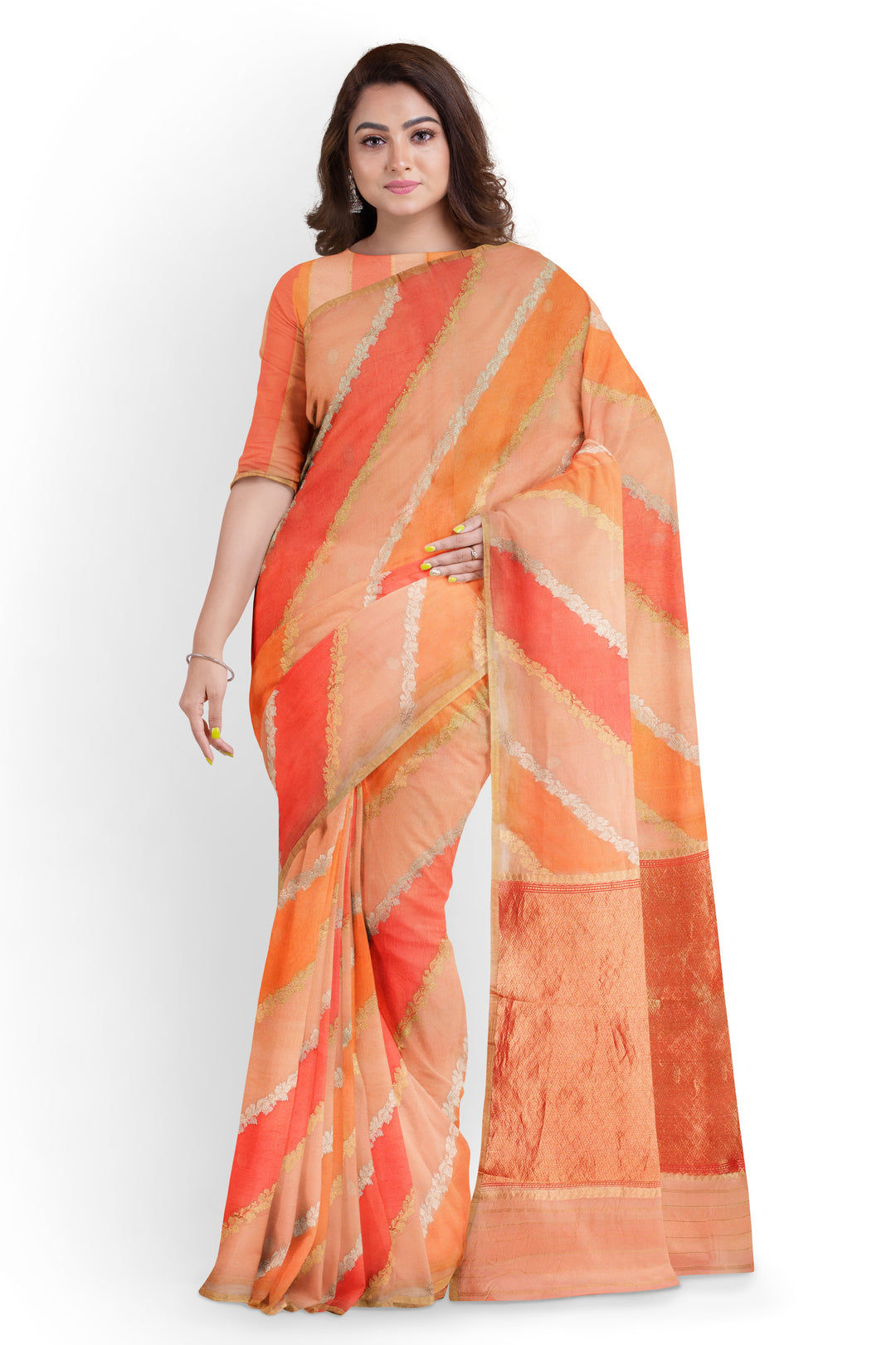 ORANGE COLOUR ORGANZA BANARASI WITH RANGKAT WEAVING HANDLOOM SAREE