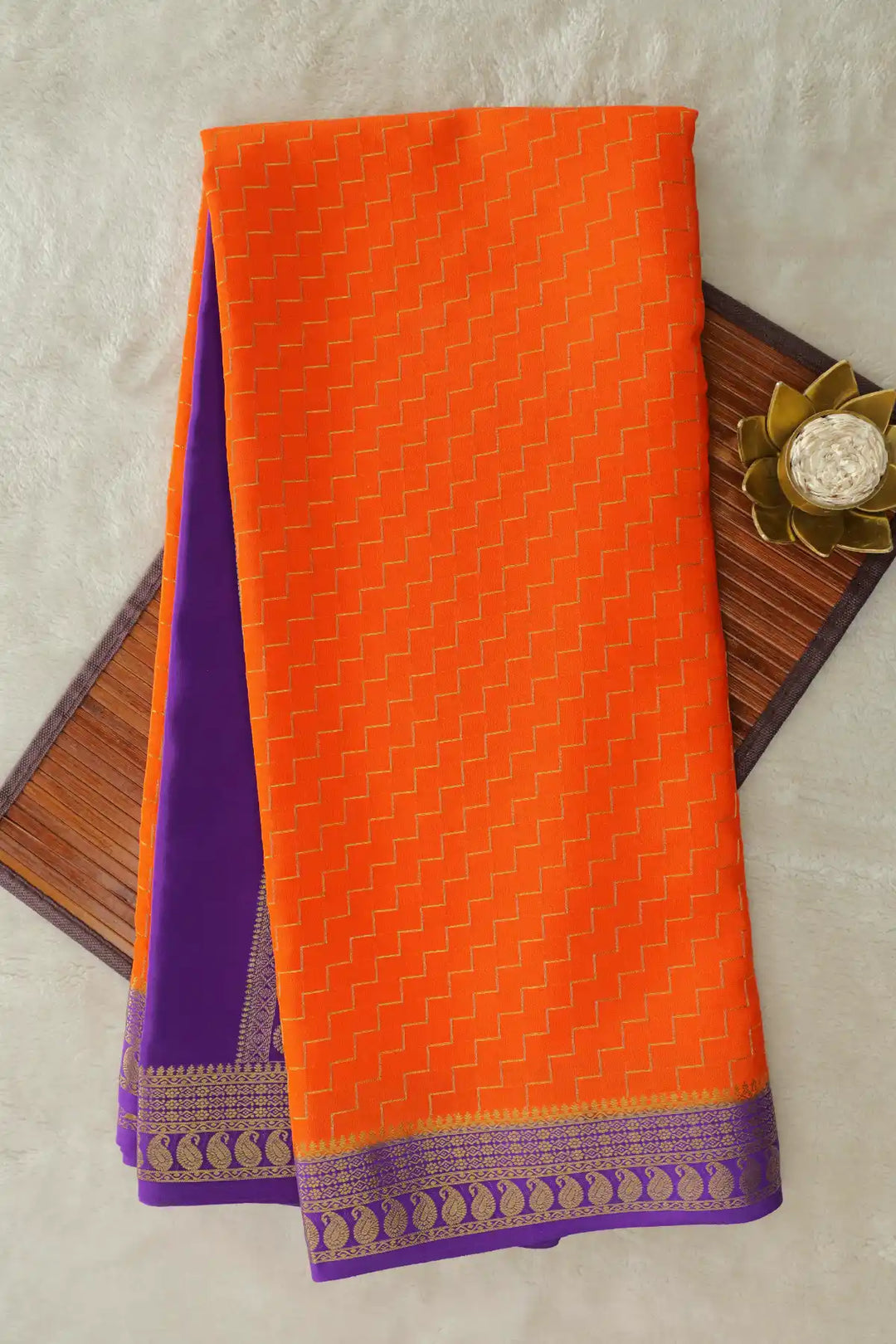 Orange Color mysore silk sarees latest designs