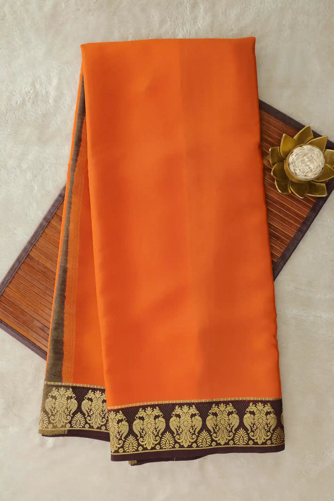 Orange Color pure mysore silk sarees