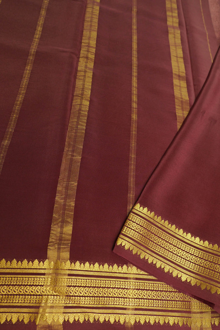 Orange Mysore Silk Saree with Maroon pallu