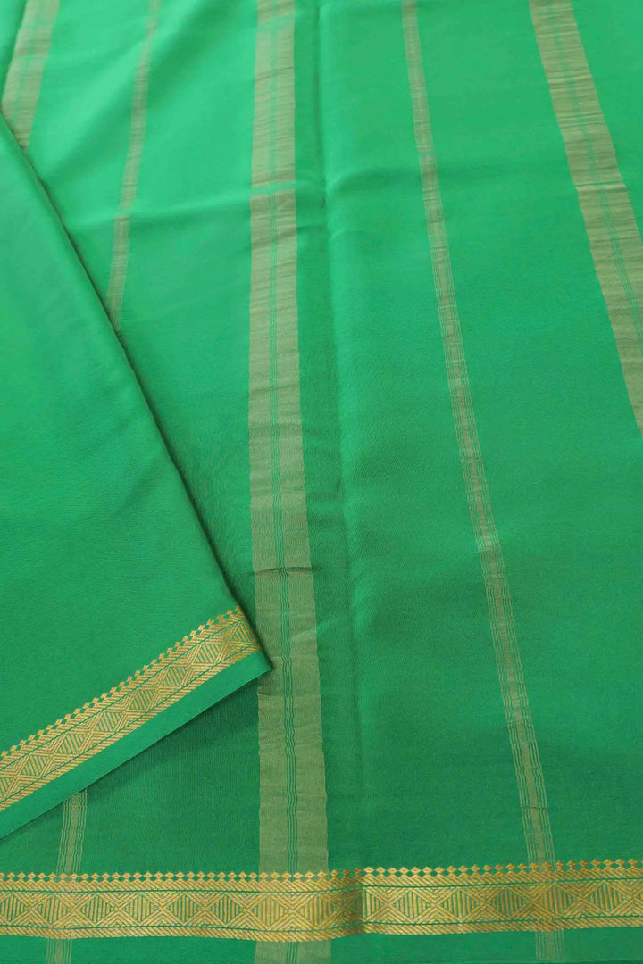 Orange Mysore Silk Saree with green contrast pallu