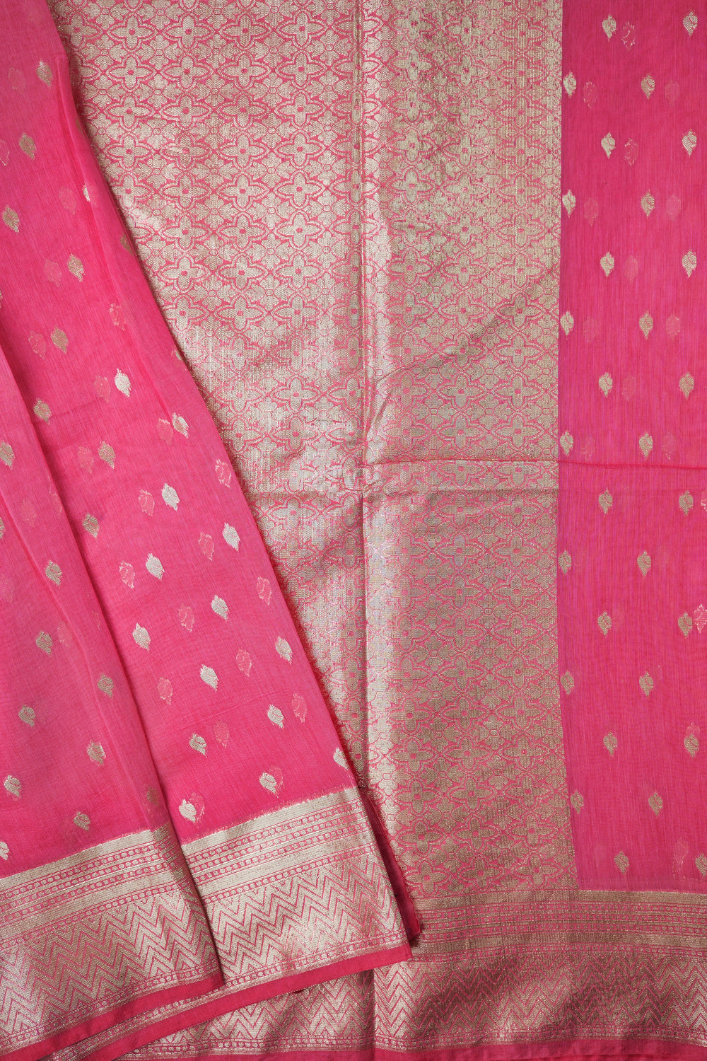 Handwoven Baby Pink Cotton Saree
