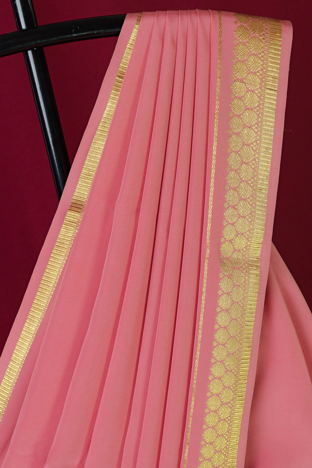 PURE MYSORE SILK SAREE IN BABY PINK COLOR WITH GOLD LACE ZARI & BABY PINK BLOUSE