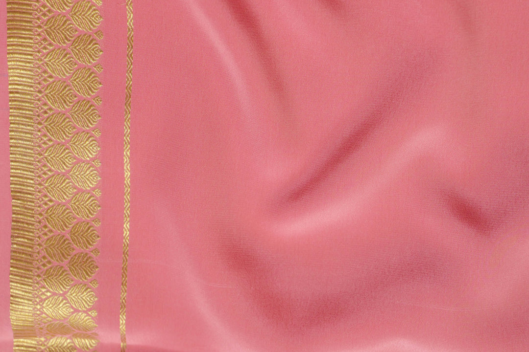 PURE MYSORE SILK SAREE IN BABY PINK COLOR WITH GOLD LACE ZARI & BABY PINK BLOUSE