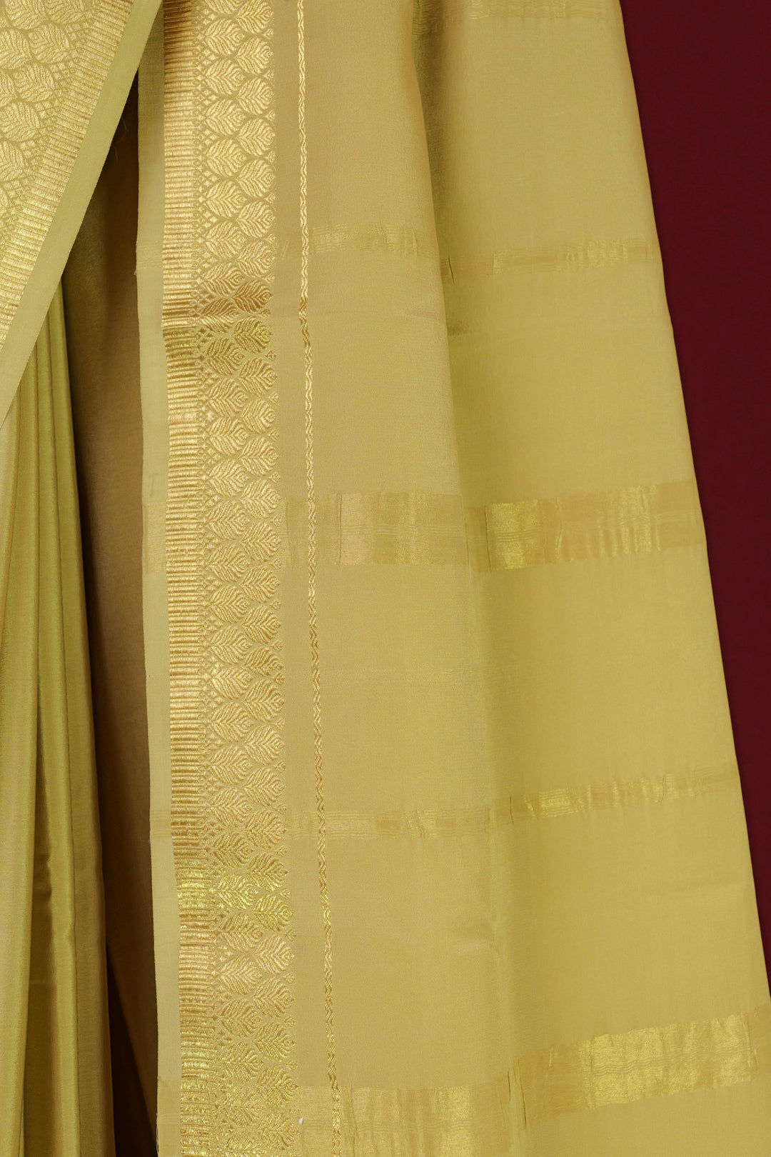 PURE MYSORE SILK SAREE IN GOLDEN WITH GOLD LACE ZARI & GOLD BLOUSE