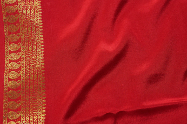 PURE MYSORE SILK SAREE IN ROYAL BLUE & RED WITH GOLD LACE ZARI & RED BLOUSE