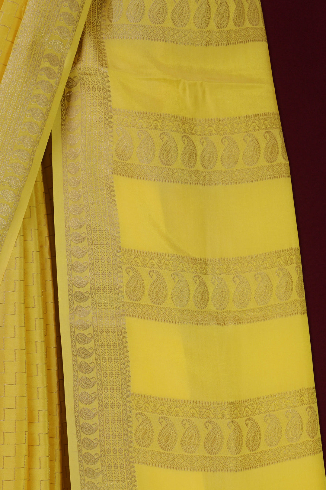 PURE MYSORE SILK SAREE IN YELLOW COLOR WITH GOLD LACE ZARI & YELLOW BLOUSE