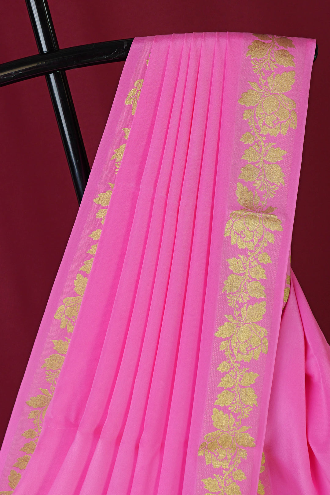 PURE MYSORE SILK SAREE IN BABY PINK COLOR WITH GOLD LACE ZARI & PINK BLOUSE