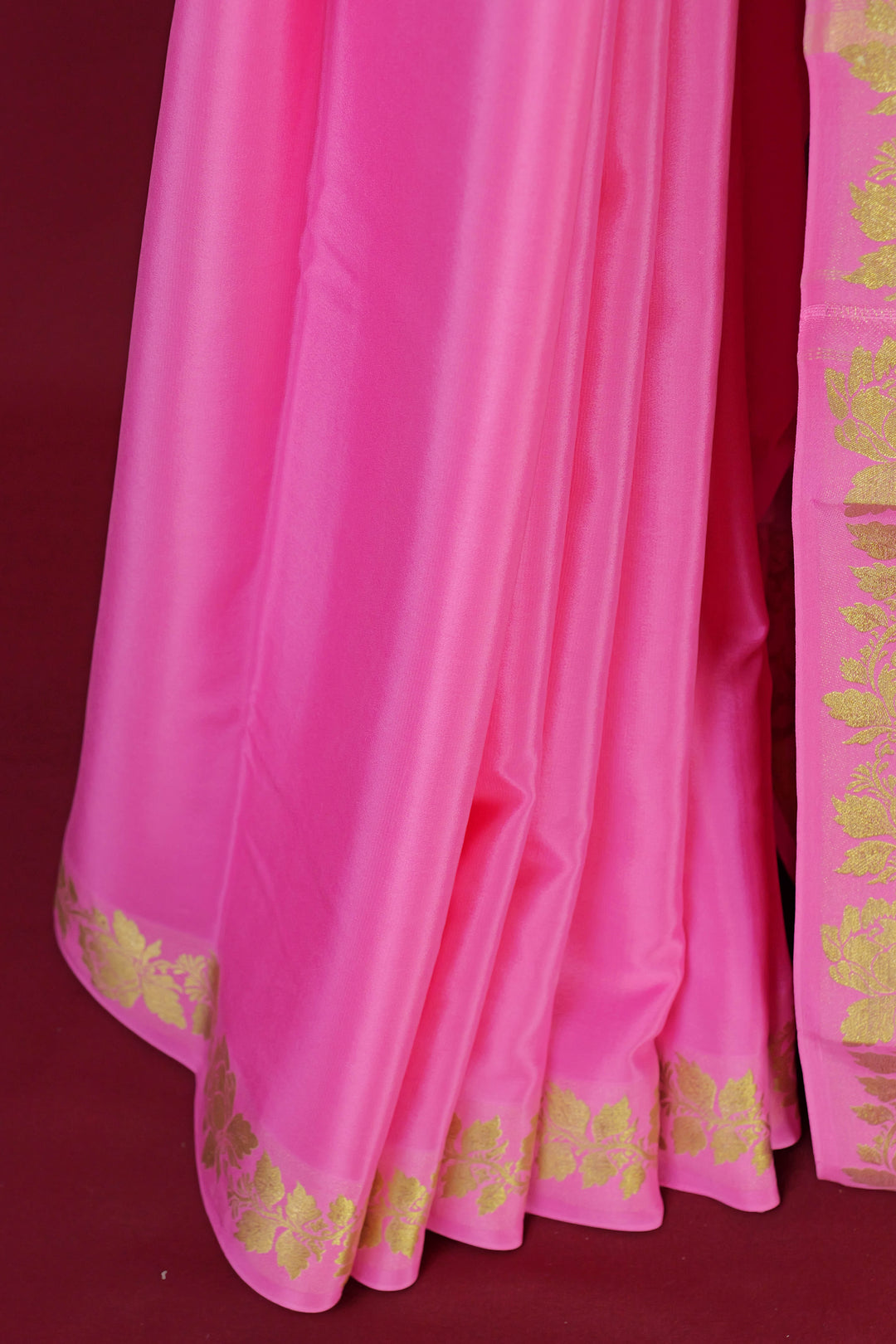 PURE MYSORE SILK SAREE IN BABY PINK COLOR WITH GOLD LACE ZARI & PINK BLOUSE