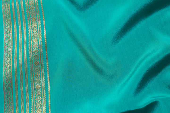 PURE MYSORE SILK SAREE IN RAMA GREEN COLOR WITH GOLD LACE ZARI & GREEN BLOUSE