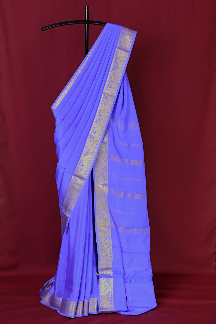 PURE MYSORE SILK SAREE IN LAVENDER COLOR WITH GOLD LACE ZARI & SELF BLOUSE