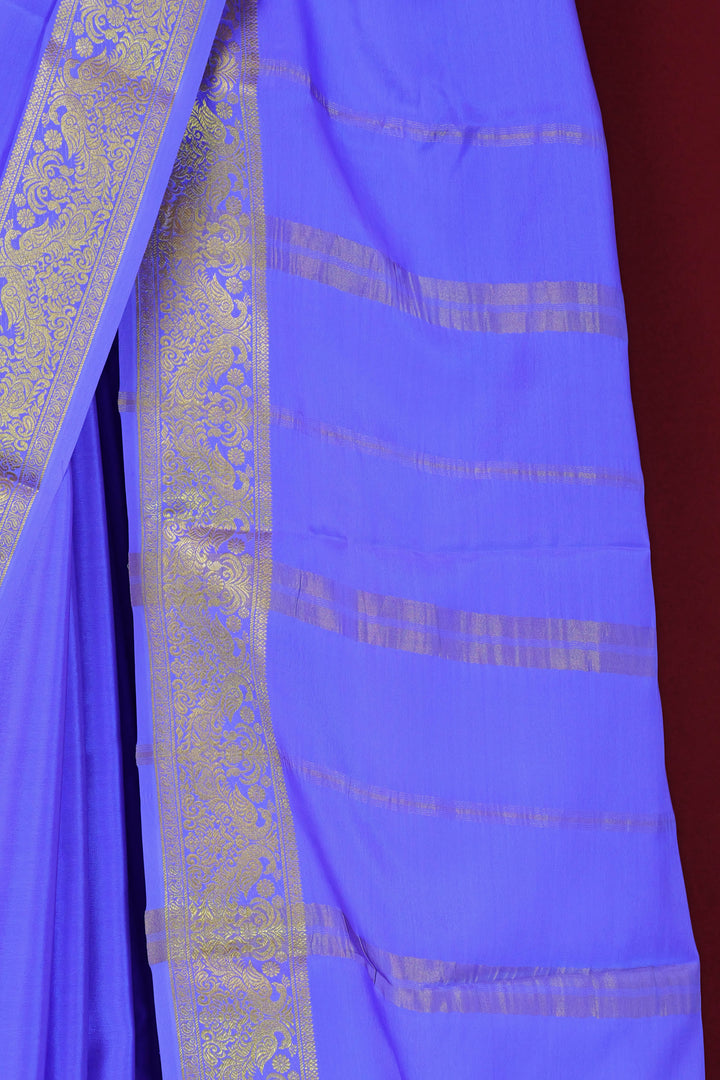 PURE MYSORE SILK SAREE IN LAVENDER COLOR WITH GOLD LACE ZARI & SELF BLOUSE