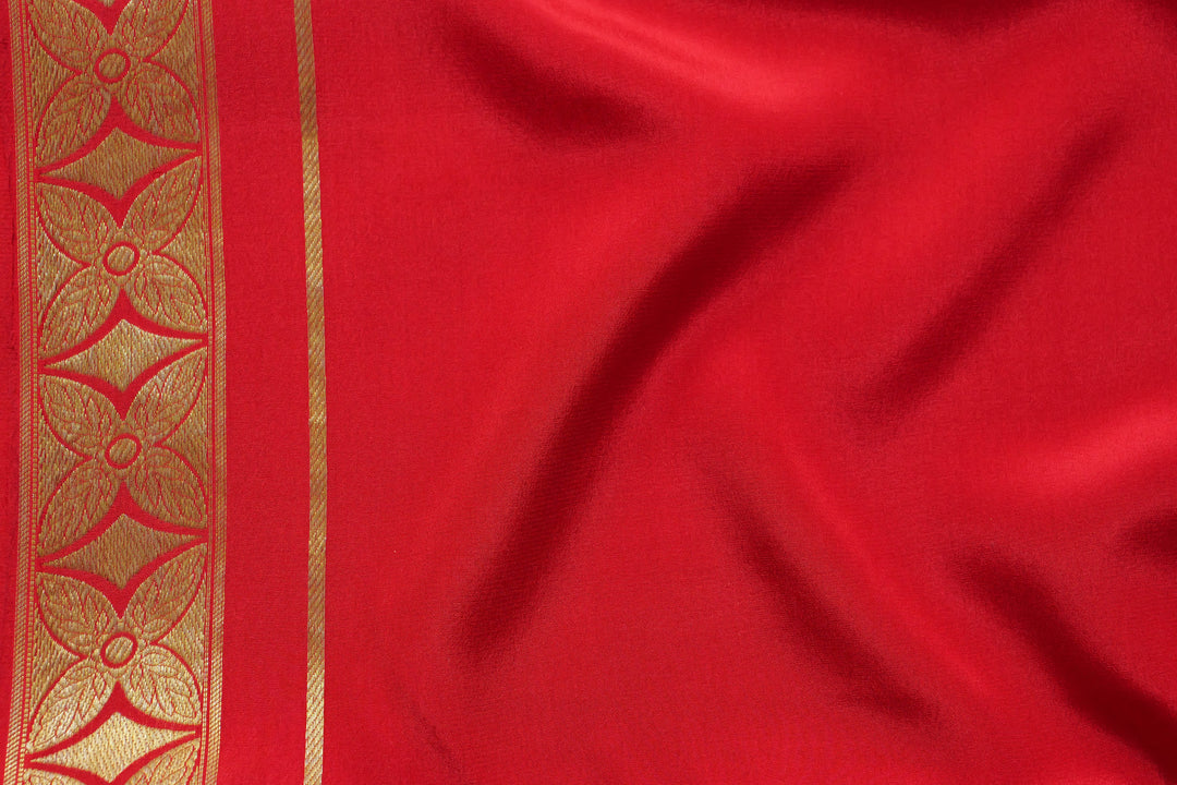 PURE MYSORE SILK SAREE IN LAVENDER & RED COLOR WITH GOLD LACE ZARI & RED BLOUSE