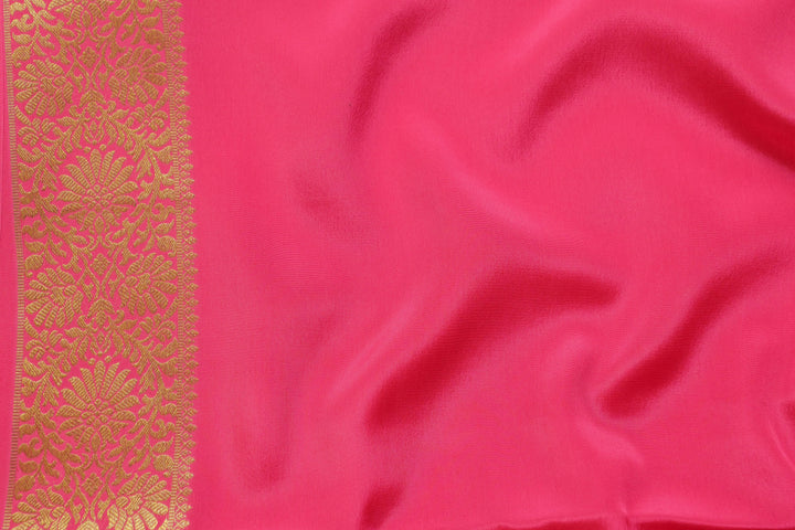 PURE MYSORE SILK SAREE IN PINK COLOR WITH GOLD LACE ZARI & PINK BLOUSE