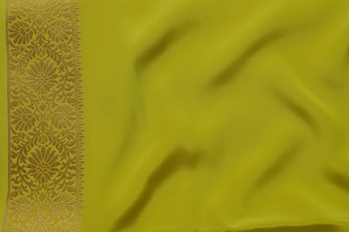 PURE MYSORE SILK SAREE IN YELLOW COLOR WITH GOLD LACE ZARI & YELLOW BLOUSE