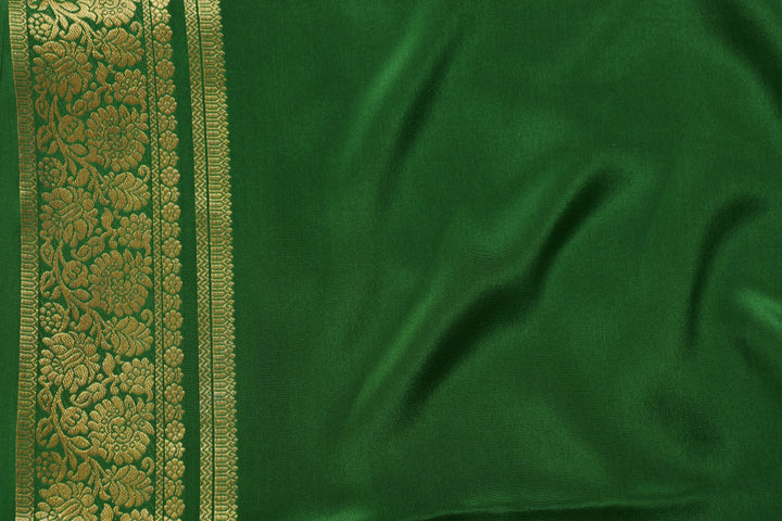 PURE MYSORE SILK SAREE IN LIME GREEN & RAMA GREEN WITH GOLD LACE ZARI & RAMA GREEN BLOUSE