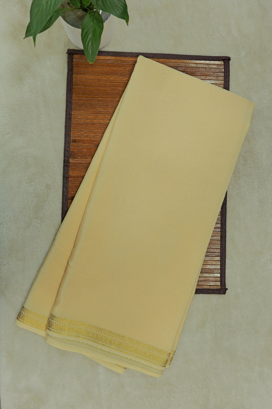 Leaf Border Pure Gold Lace Mysore Silk Saree in Off White Color with Self Off White Color Blouse | Atharva