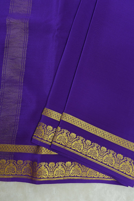 Heart Border Pure Mysore Silk Saree in Purple Color with Self Purple Color Blouse