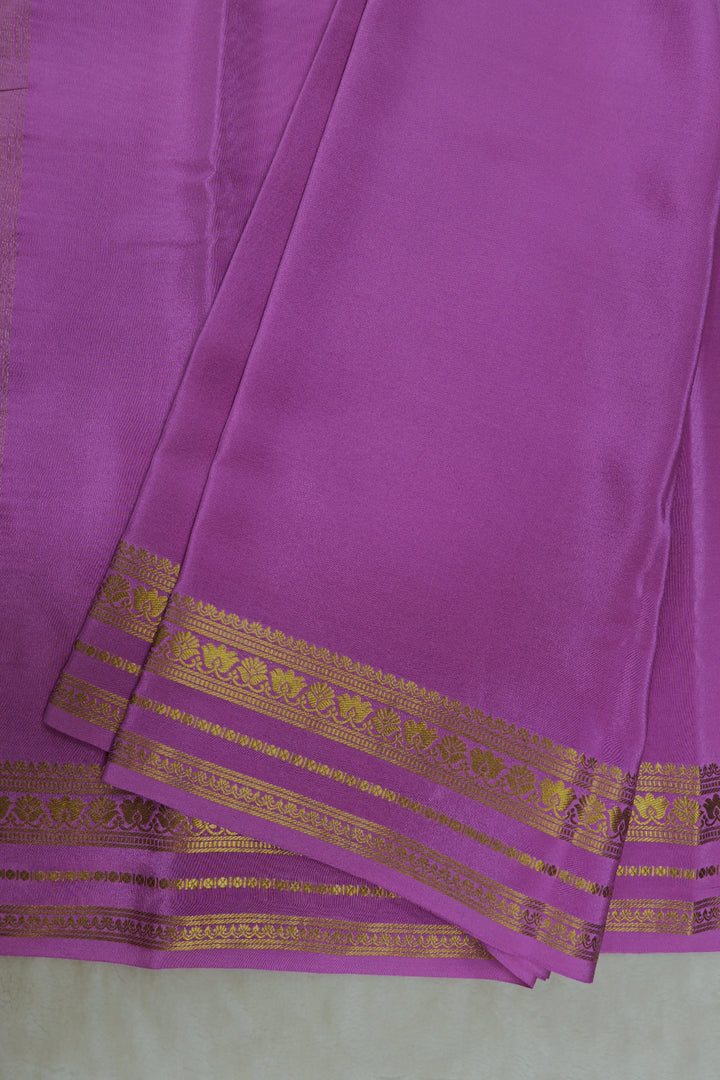 Floral Border Pure Gold Lace Mysore Silk Saree in Pink Color With Self Pink Blouse