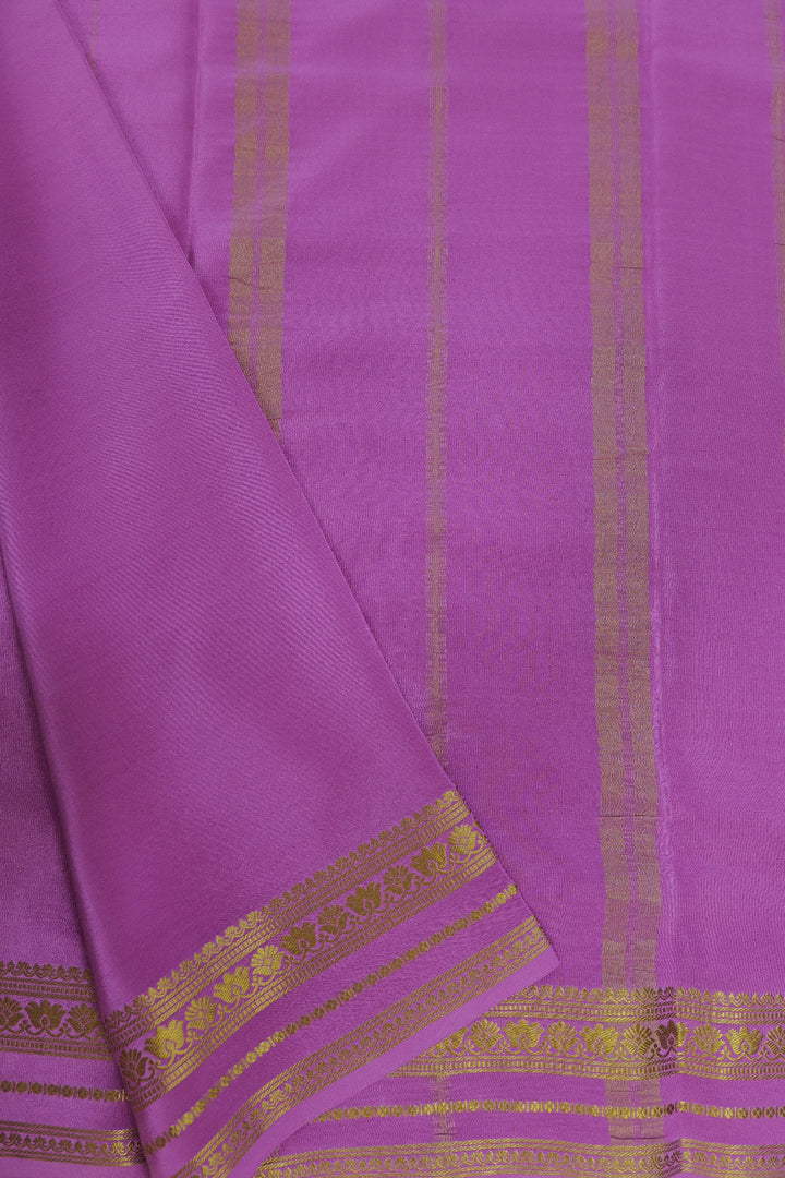 Floral Border Pure Gold Lace Mysore Silk Saree in Pink Color With Self Pink Blouse