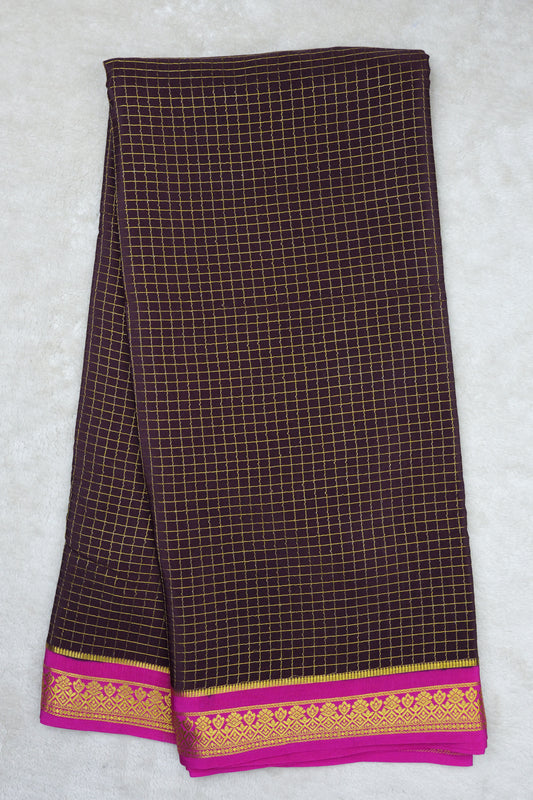 pure mysore silk sarees-Checks Flower Border(1461085)