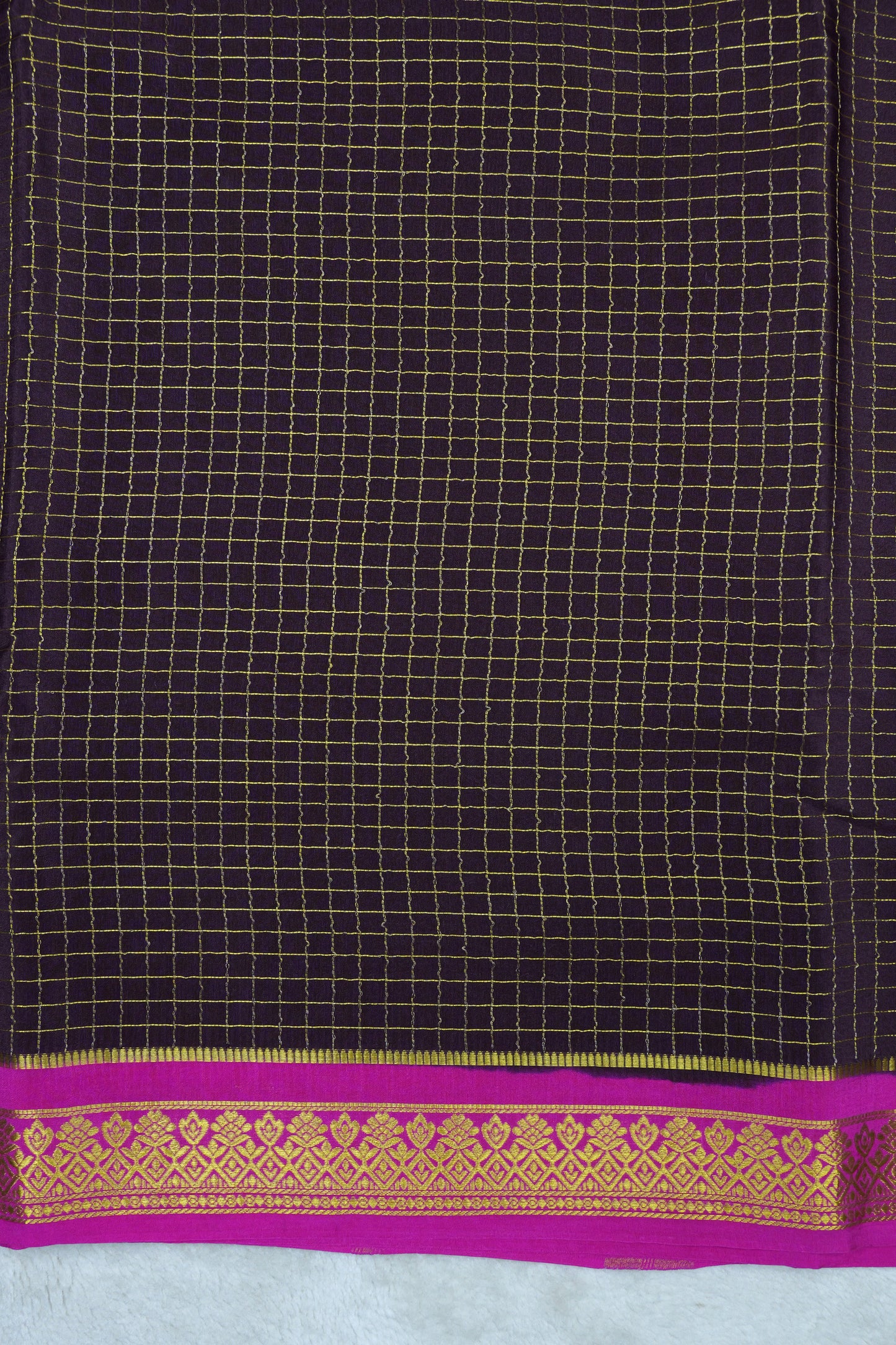 pure mysore silk sarees-Checks Flower Border(1461085)