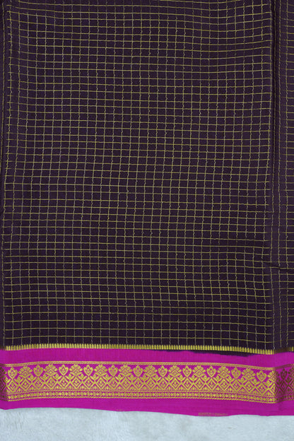 pure mysore silk sarees-Checks Flower Border(1461085)