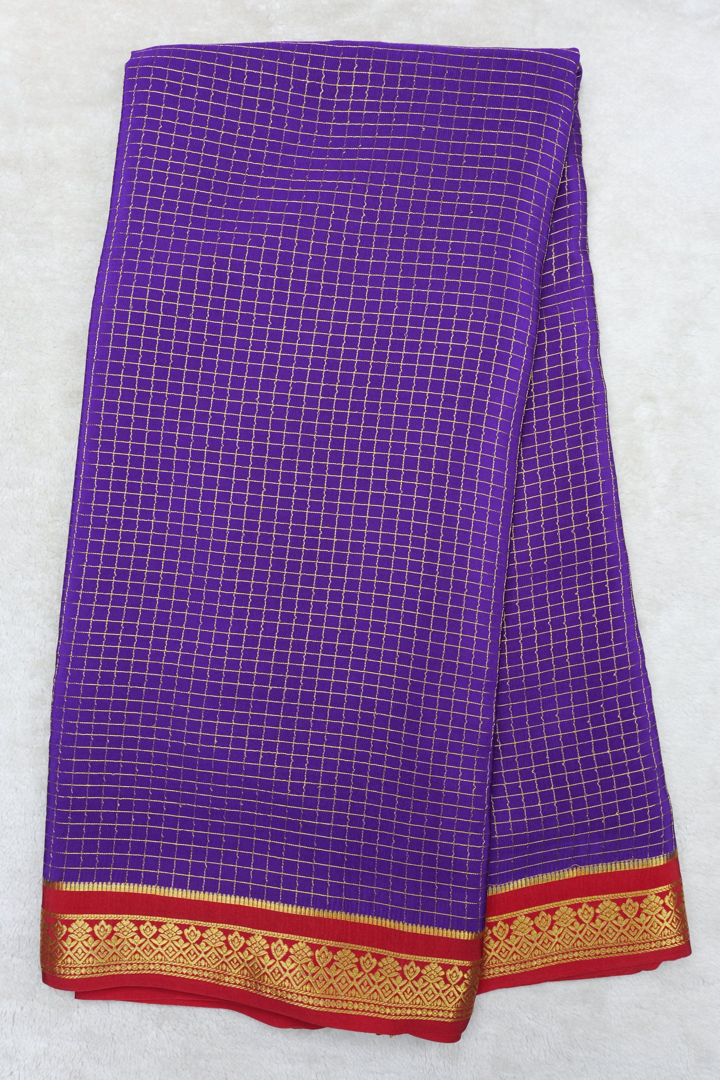 pure mysore silk sares-Checks Flower Border(1461016)