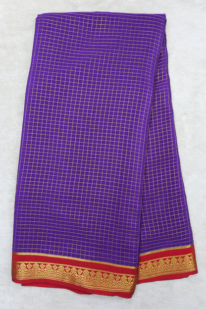 pure mysore silk sares-Checks Flower Border(1461016)
