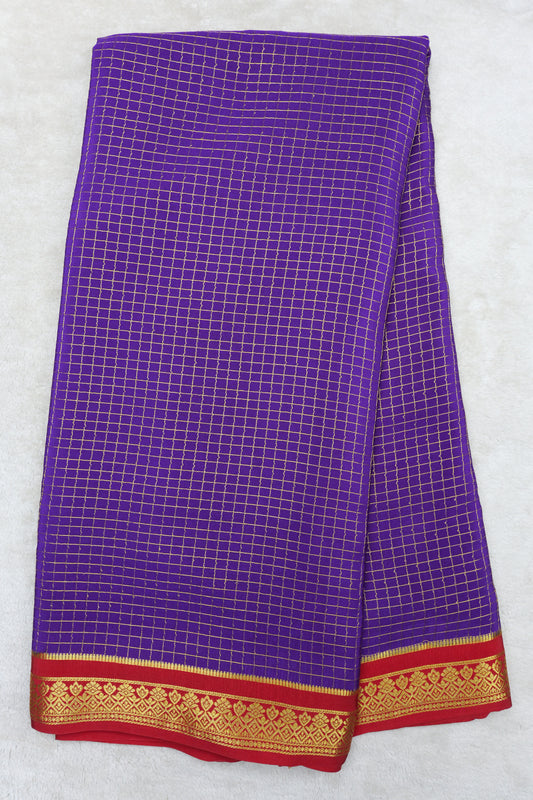 pure mysore silk sares-Checks Flower Border(1461016)