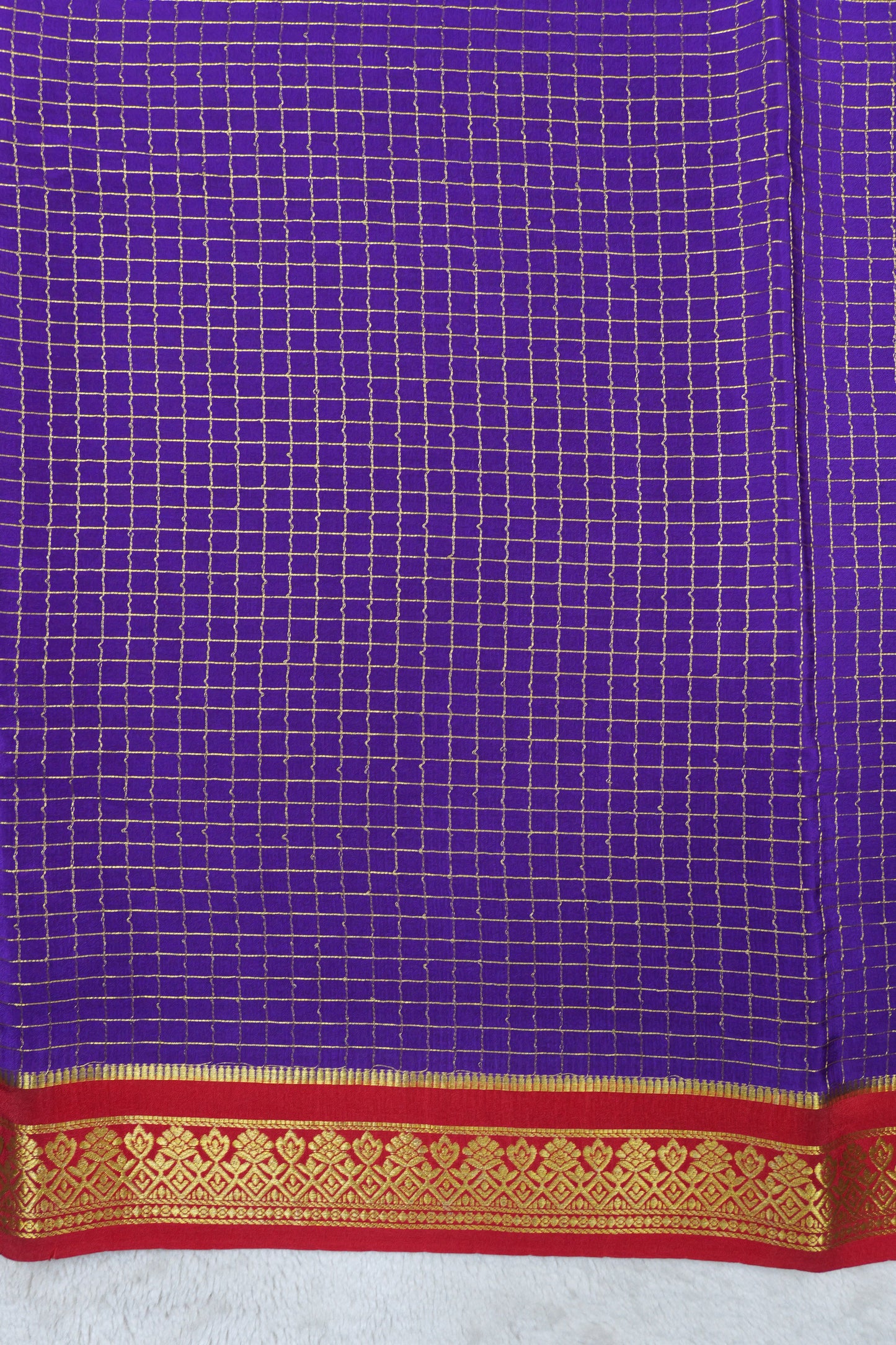 pure mysore silk sares-Checks Flower Border(1461016)
