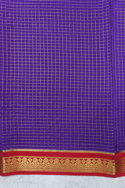 pure mysore silk sares-Checks Flower Border(1461016)
