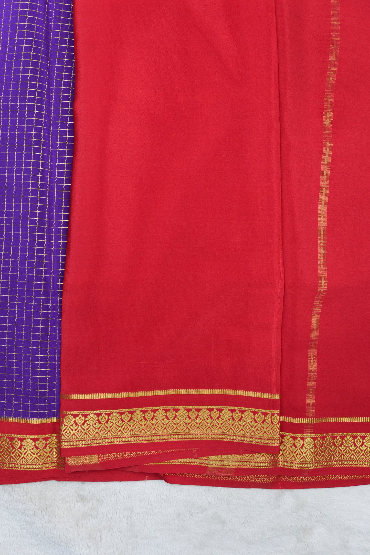 pure mysore silk sares-Checks Flower Border(1461016)