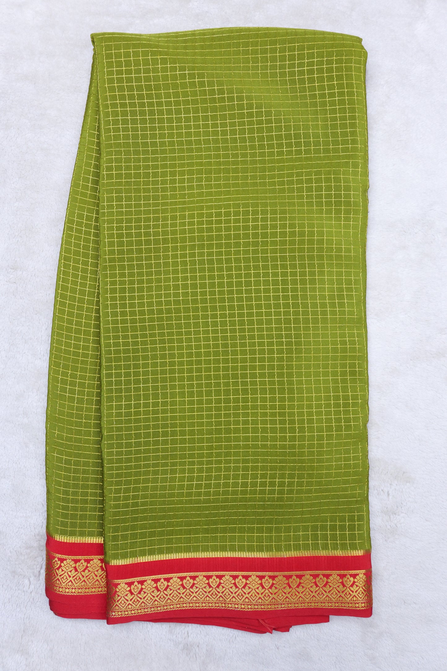 pure mysore silk sarees-Checks Flower Border(1461016)