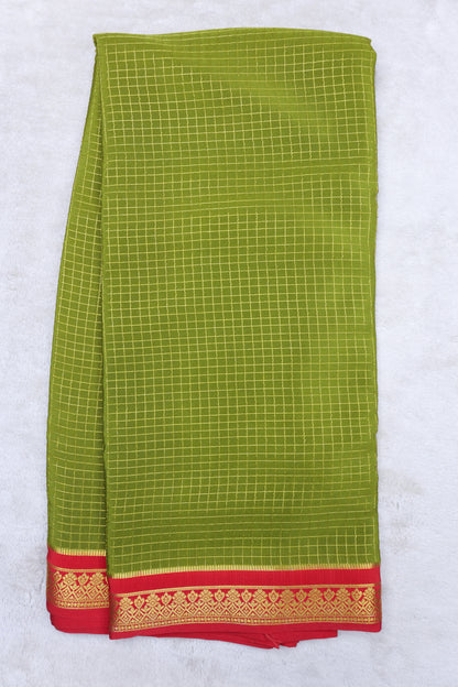 pure mysore silk sarees-Checks Flower Border(1461016)