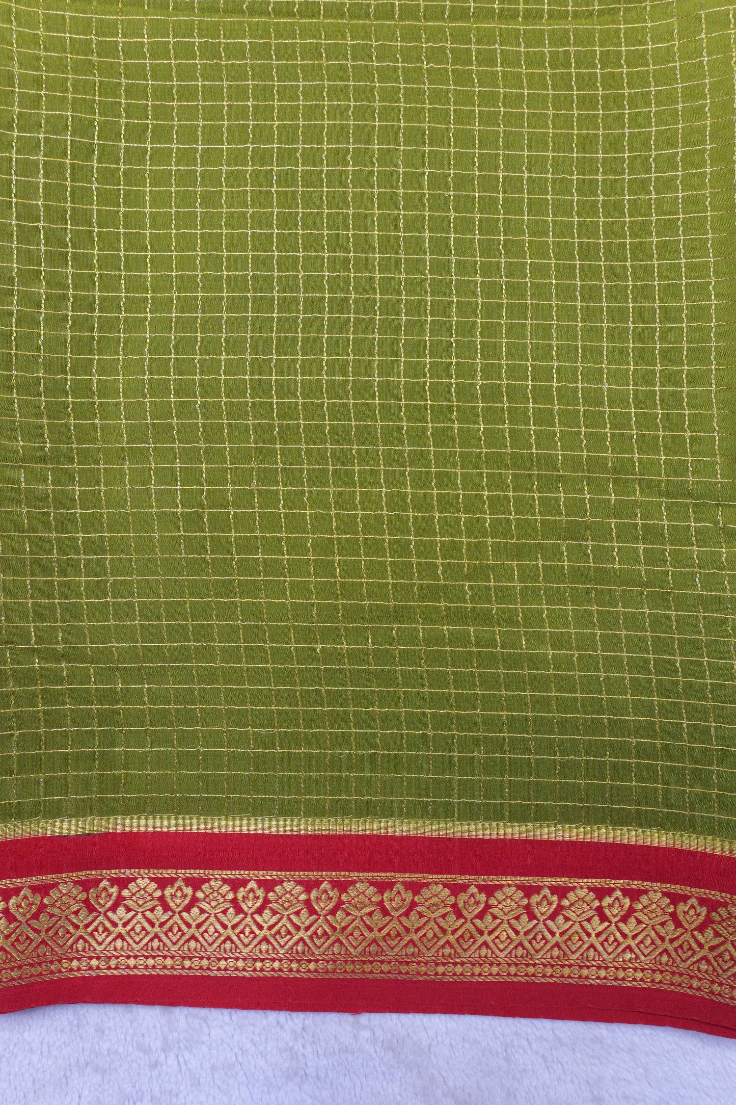 pure mysore silk sarees-Checks Flower Border(1461016)