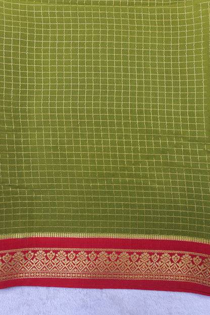 pure mysore silk sarees-Checks Flower Border(1461016)