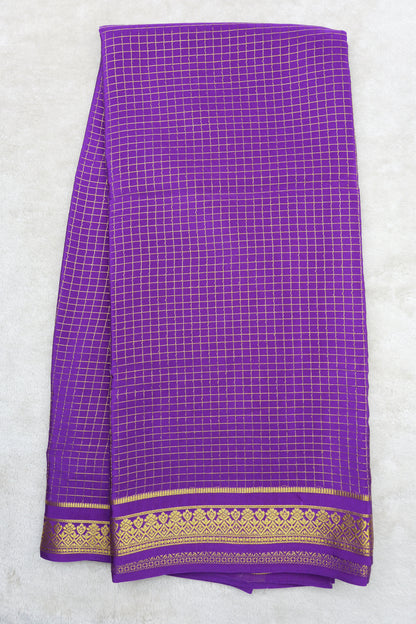 pure mysore silk sarees-Checks Flower Border(1461085)