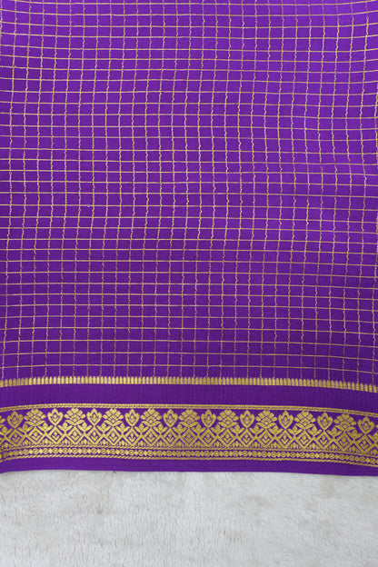 pure mysore silk sarees-Checks Flower Border(1461085)