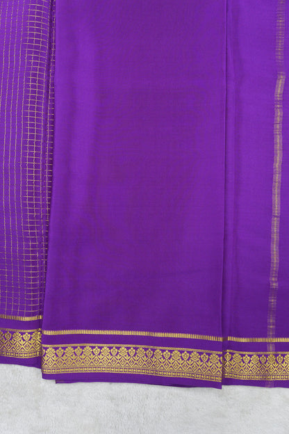 pure mysore silk sarees-Checks Flower Border(1461085)