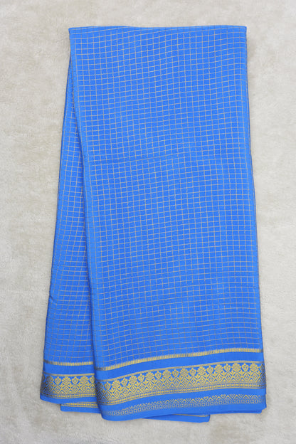 pure mysore silk sarees-Checks Flower Border(1461085)