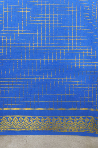 pure mysore silk sarees-Checks Flower Border(1461085)