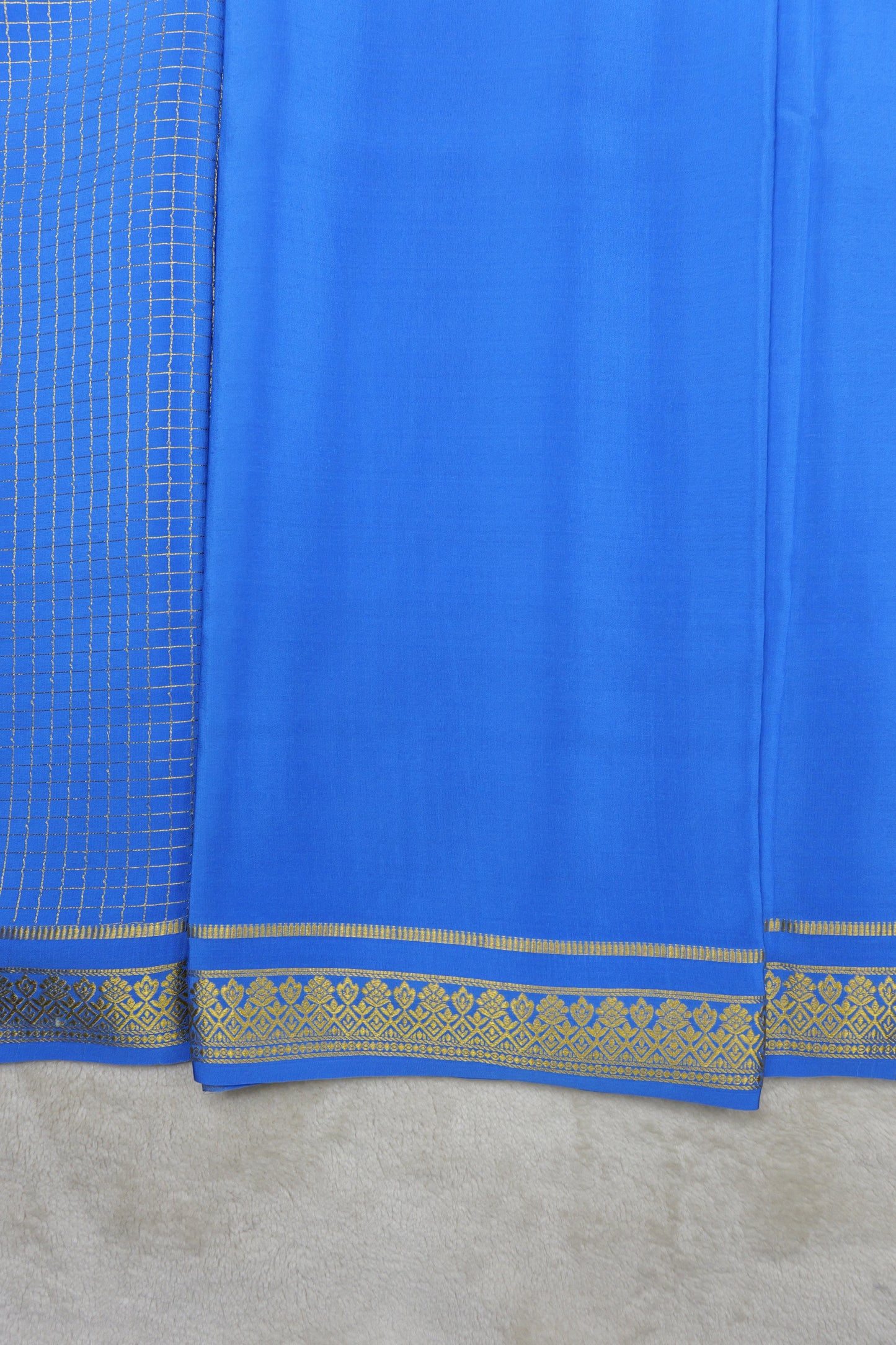pure mysore silk sarees-Checks Flower Border(1461085)