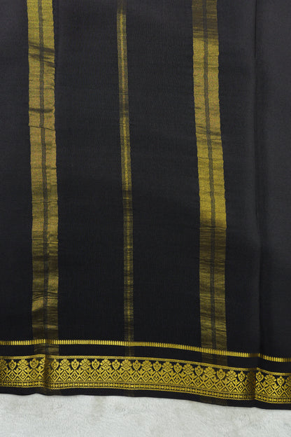 pure mysore silk saree-Checks Flower Border(1461085)
