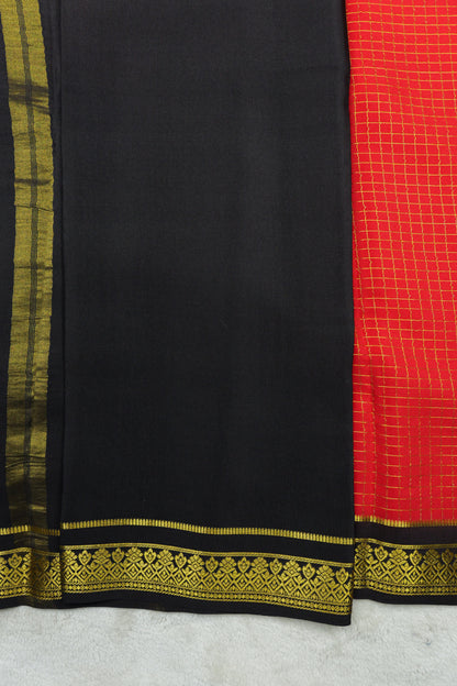 pure mysore silk saree-Checks Flower Border(1461085)