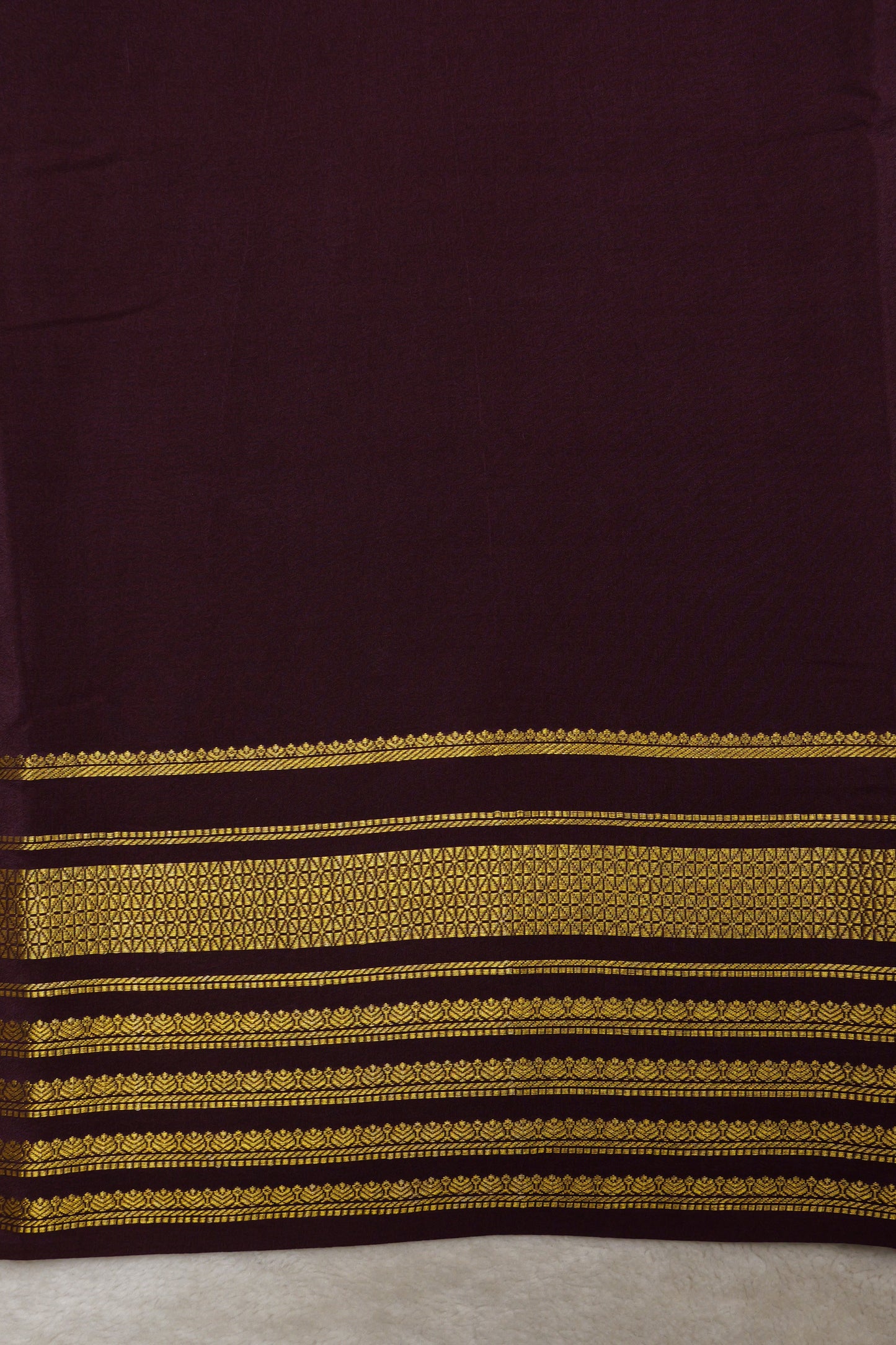 Pure mysore silk saree 4 Line Big Border(1437199)