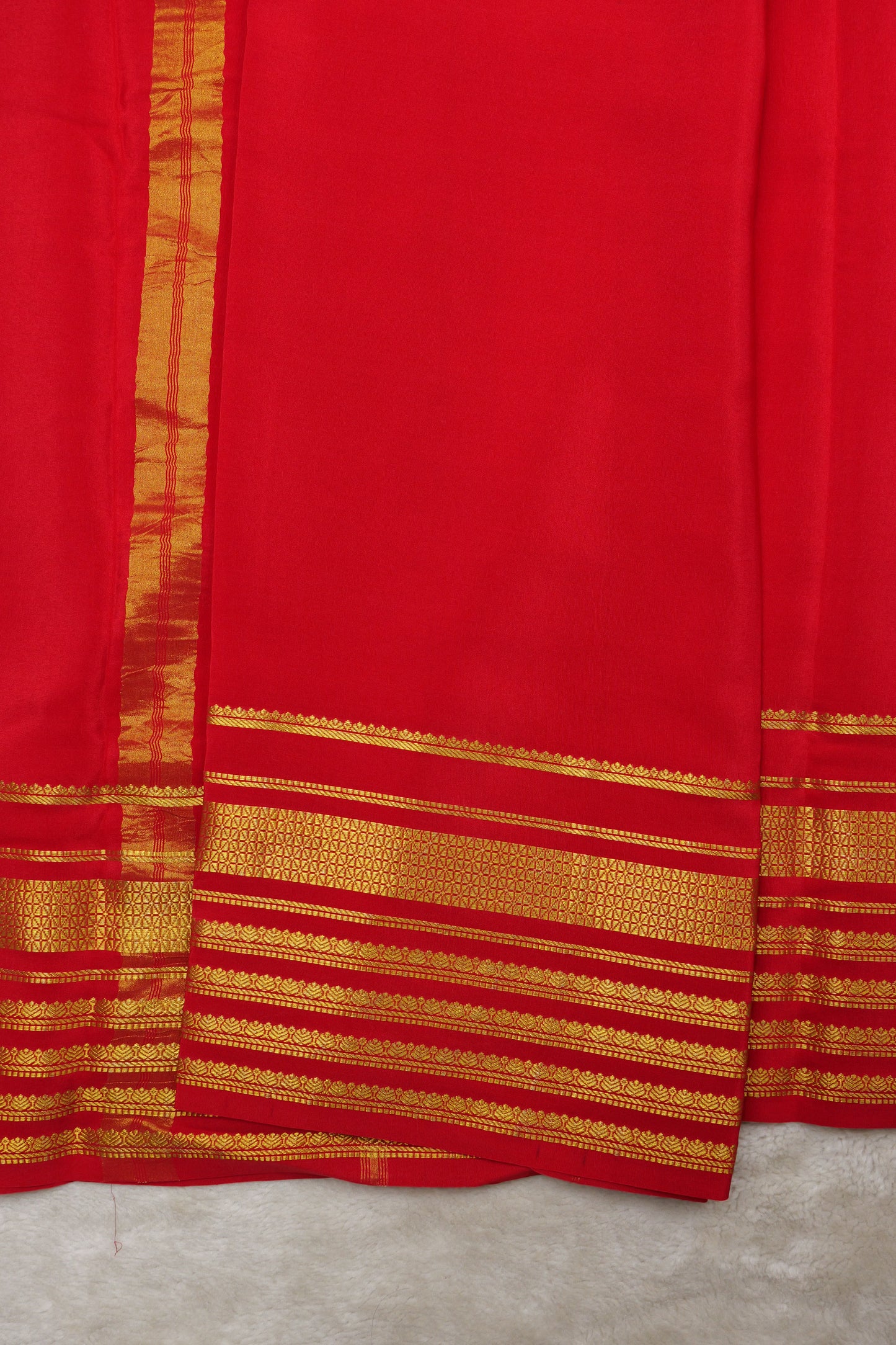 Pure mysore silk sarees 4 Line Big Border(1437199)